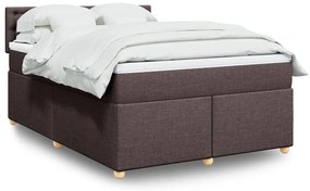 vidaXL Cama com molas/colchão 140x200 cm tecido castanho-escuro