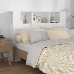 vidaXL Armário de cabeceira 140x18,5x104,5 cm branco brilhante