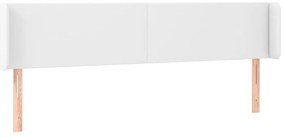 Cabeceira de cama c/ LED couro artificial 163x16x78/88cm branco