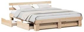 Estrutura da Cama com gaveta com cabeceira com armazenamento Castanho