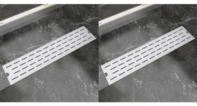 VidaXL Dreno de chuveiro linear 2 pcs linhas 530x140 mm aço inoxidável