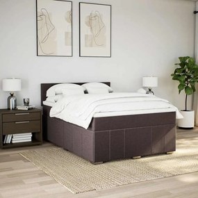 Cama com molas/colchão 140x190 cm tecido castanho-escuro