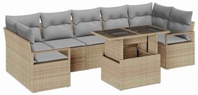 Conjunto de Sofá de Jardim vidaXL com Almofadas Bege Rattan Polietilen