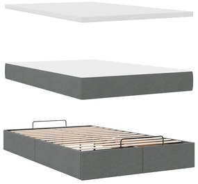 Cama otomana com colchão 120x190 cm tecido cinzento escuro