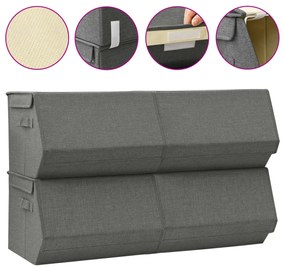 vidaXL Caixas arrumação empilháveis c/ tampas 4 pcs tecido antracite