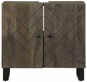 Armário para lavatório 62x33x58 cm madeira maciça manga preto