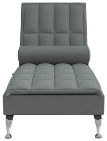 Chaise lounge de massagem com rolo tecido cinzento-escuro