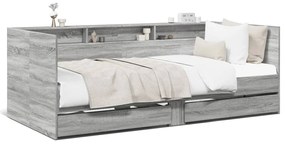 vidaXL Sofá-cama com gavetas sem colchão 90x190 cm cinzento sonoma