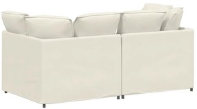 Sofá modular com almofadas veludo creme