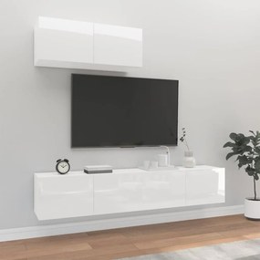3114474 vidaXL 3 pcs conjunto móveis de TV madeira processada branco brilhante