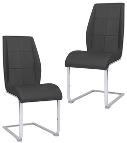 vidaXL Cadeiras de jantar cantilever 2 pcs couro artificial cinzento