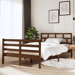 3101256 vidaXL Estrutura de cama dupla pequena 120x190 cm madeira castanho mel