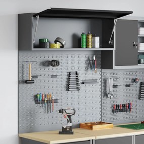 Conjunto de Armário de Ferramentas e Painel de Pegboard VidaXL em Meta
