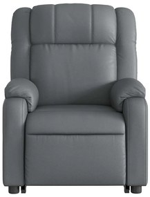 Poltrona reclinável elevatória elétrica couro artificial cinza