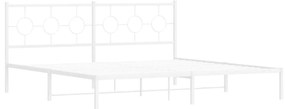 Estrutura de cama com cabeceira 200x200 cm metal branco