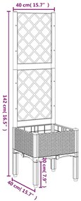 Vaso/floreira de jardim c/ treliça 40x40x142 cm PP cinzento azul