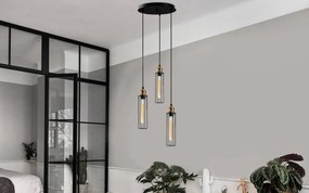 Chandelier Zumra – Preto – Diâmetro: 33 cm, Altura: 123 cm