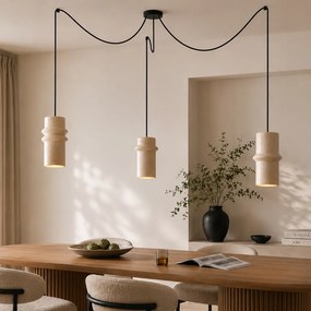 Candeeiro suspenso retro bege 3-luzes - Monti