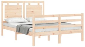 Estrutura de cama com cabeceira 140x190 cm madeira maciça