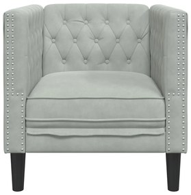 Sofá chesterfield veludo cinzento-claro