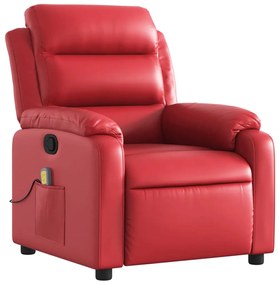 Poltrona de massagens reclinável couro artificial vermelho