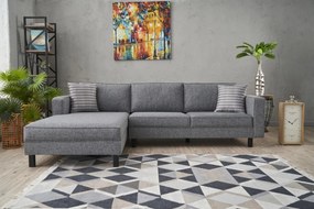 Sofá de Canto Kale – Cinzento – 258x83x181 cm