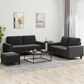3 pcs conjunto de sofás tecido preto