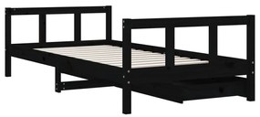 Estrutura cama infantil c/ gavetas 90x190 cm pinho maciço preto