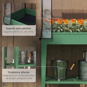 Estufa de Cultivo com Rodas 80x40x120 cm Horta Urbana Elevada com Cobertura de Estufa para Cultivar Plantas Flores Verde