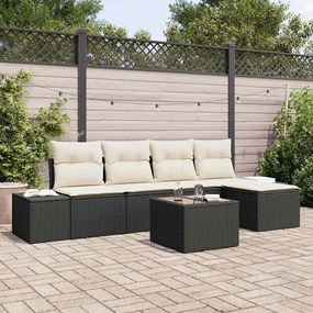 vidaXL Conjunto de Sofá de Jardim de 5 Peças com Almofadas em Rattan de Polipropileno Marrom