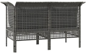 Sofás de canto p/ jardim c/ almofadões 2 pcs vime PE cinzento