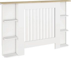 HOMCOM Cobertura para Radiadores com Prateleiras Desenho Moderno de Ripas para Sala de Estar Quarto 124x19x83 cm Branco | Aosom Portugal