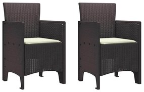 Cadeiras de Jardim com Almofadas 2 pcs Castanho 53 x 49 x 85 cm