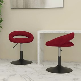 vidaXL Cadeiras de jantar giratórias 2 pcs veludo vermelho tinto