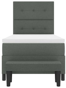 Cama Box Spring com Colchão &amp; Banco Cinza Escuro 100x200 cm Tecido