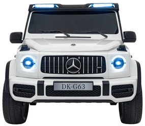 Carro elétrico para Crianças 24V, 4x200W 2 Lugares Mercedes Benz G63 AMG XXL MP4 Rodas de espuma EVA, Assento Couro Branco