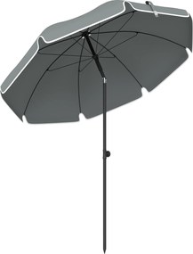 Outsunny Guarda-sol para Praia e Pátio Inclinação Ajustável 150 cm Cinza Escuro | Aosom Portugal