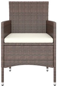 4 pcs conjunto de cadeiras e bancos de jardim vime PE castanho