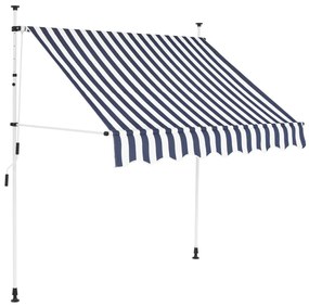 43220 vidaXL Toldo retrátil manual 200 cm riscas azuis e brancas