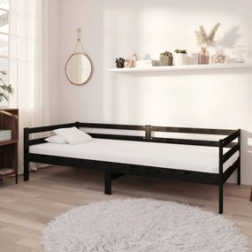 3083568 vidaXL Sofá-cama com colchão 90x200 cm pinho maciço preto