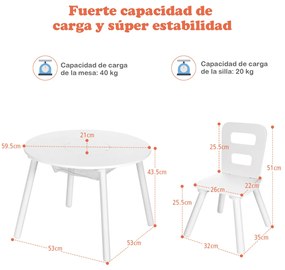 Conjunto de mesa e cadeira redonda para crianças Conjunto de 3 peças com mesa de actividades em madeira e centro de rede Verde Acessórios de decoração