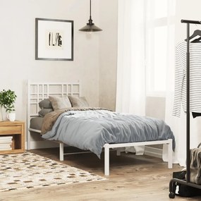 Estrutura de cama com cabeceira 80x200 cm metal branco