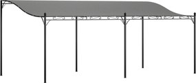 Outsunny Pérgola de Parede 3x6 m com Telhado Inclinado Orifícios de Drenagem e Estrutura Metálica Cinzento Escuro | Aosom Portugal