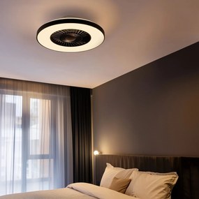 Ventilador de teto preto com efeito estrela 60cm incl. LED regulável com controle remoto - Climo