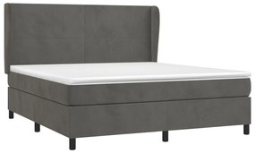 Cama com molas/colchão 180x200 cm veludo cinzento-escuro