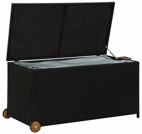 Caixa de arrumação para jardim 120x65x61 cm vime PE preto