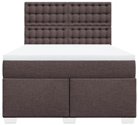 Cama com molas/colchão 160x200 cm tecido castanho-escuro