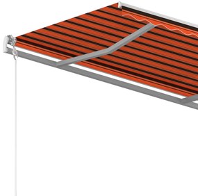 Toldo retrátil manual com postes 3x2,5 m laranja e castanho