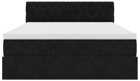 Estrutura de cama otomana com colchão 140x190 cm veludo preto