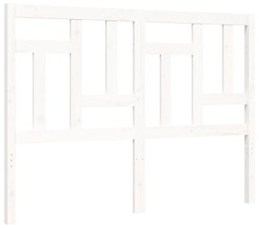 Estrutura de cama de casal c/ cabeceira madeira maciça branco